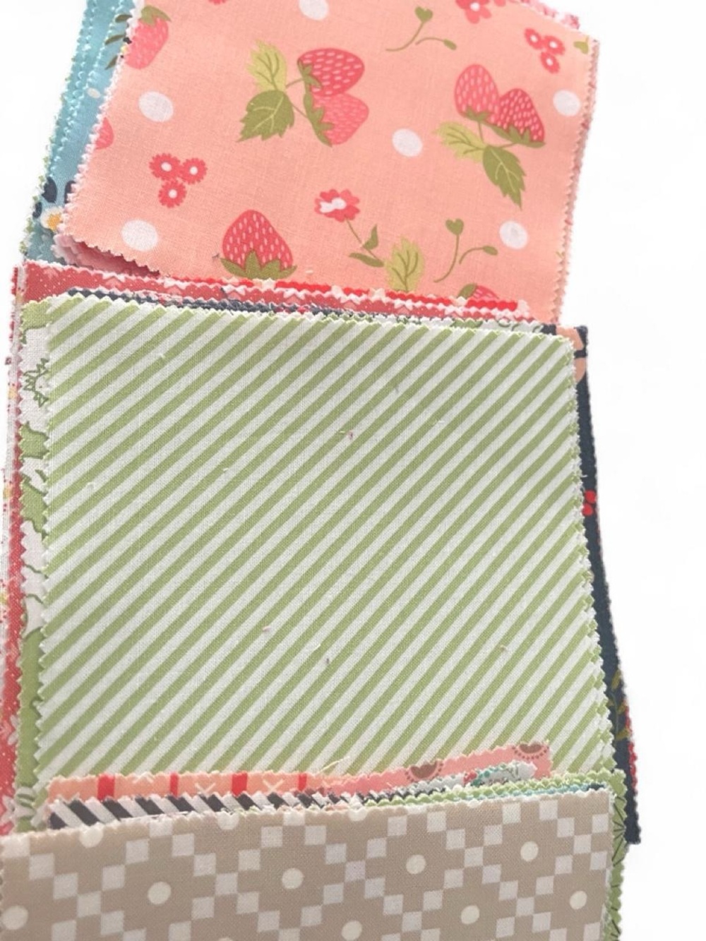 Spring Floral Fabric Charm Pack - Coral, Blue & Green - Picture 5 of 7